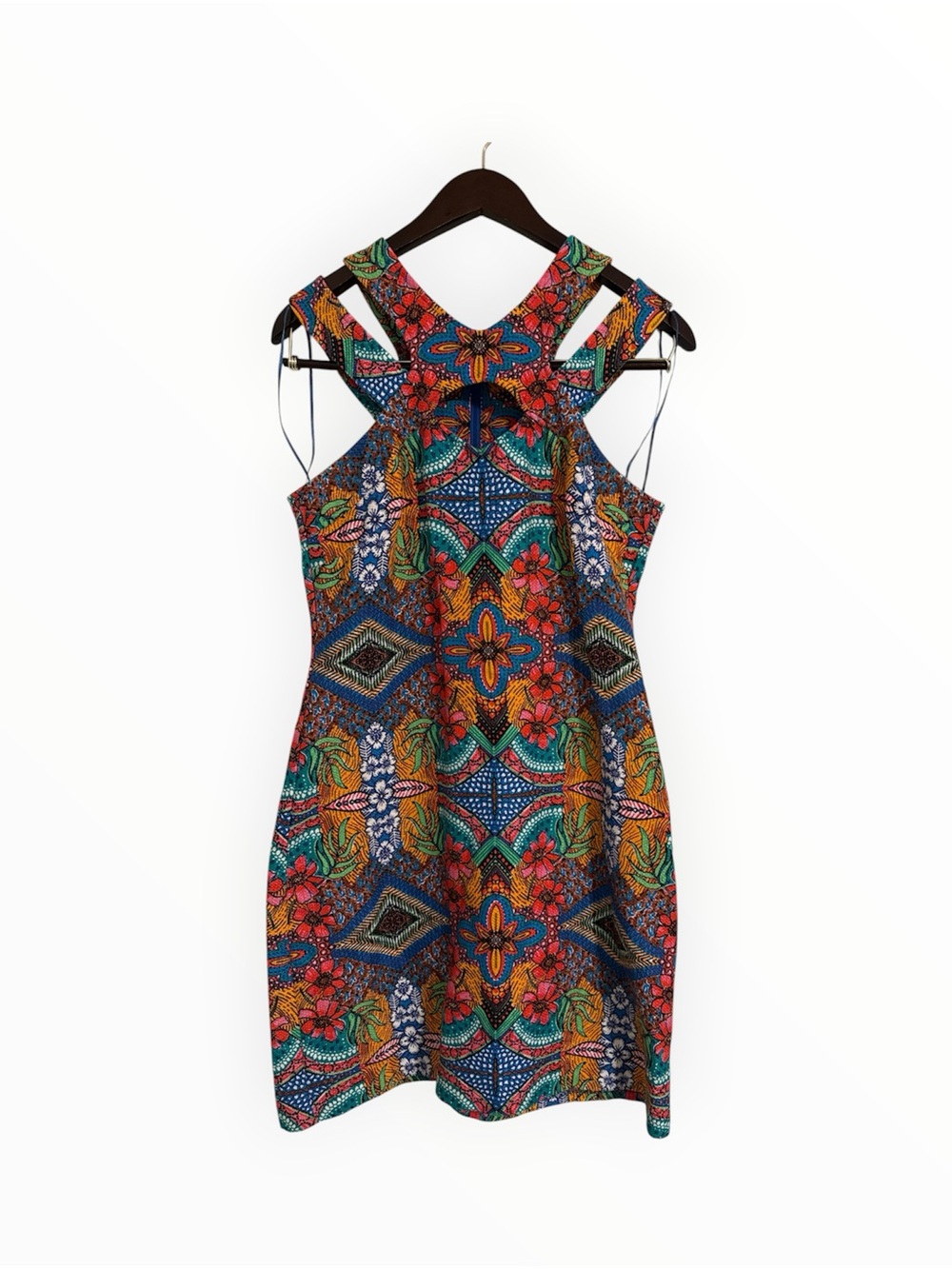 Taylor Vibrant Multicolor Floral Cutout Dress Size 6 98% cotton